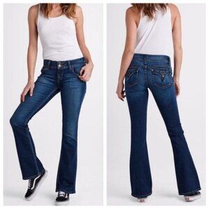Hudson Jeans Womens Dark Flap Button Pockets Signature Flare Jeans Size 28